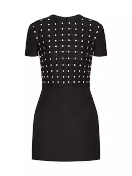 Короткое платье из креп-кутюр с вышивкой Valentino Garavani, черный