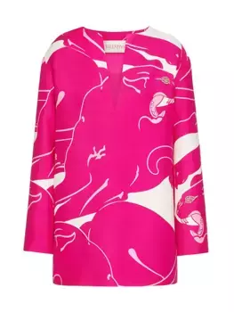 Короткое платье из крепа Couture Panther Valentino Garavani, белый