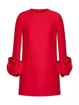 Короткое платье из крепа от кутюр Valentino Garavani, красный