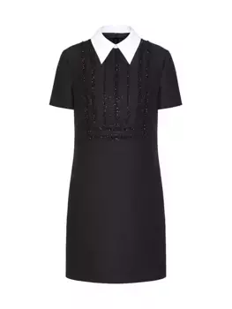 Короткое платье из крепа от кутюр Valentino Garavani, белый