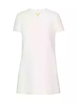 Короткое платье из крепа от кутюр Valentino Garavani, слоновая кость