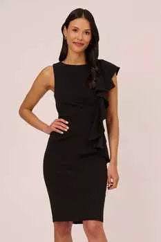 Короткое платье из крепа со складками Adrianna Papell, черный