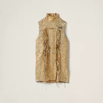 Короткое платье из ламе с тиснением Miu Miu, золотой