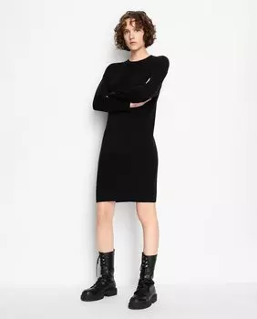 Короткое платье из мериносовой вязки Armani Exchange, черный