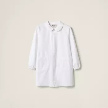 Короткое платье из поплина и джерси Miu Miu, белый