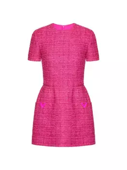 Короткое платье из светлого твида с глазурью Valentino Garavani, розовый