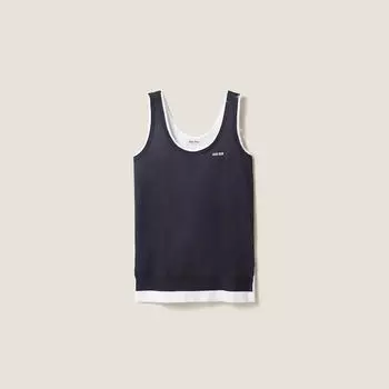 Короткое платье из трикотажа и поплина Miu Miu, мультиколор