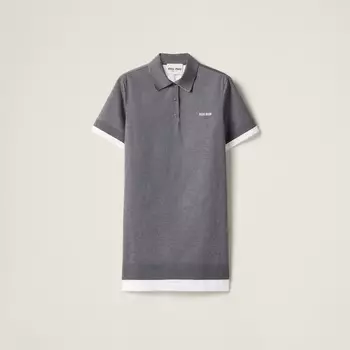 Короткое платье из трикотажа и поплина Miu Miu, мультиколор