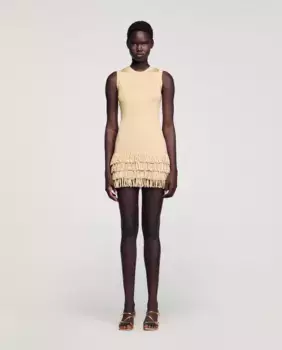 Короткое платье из трикотажа Sandro, золотой