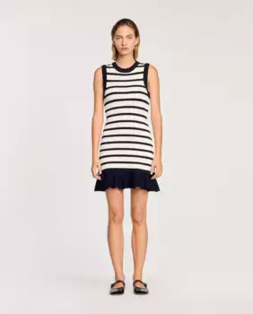 Короткое платье из трикотажа в полоску Sandro, мультиколор