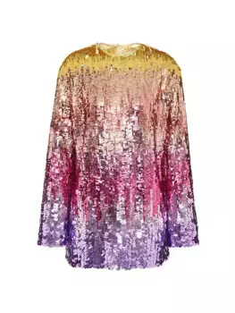 Короткое платье из тюля с иллюзией и вышивкой Valentino Garavani, многоцветный