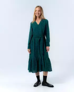 Короткое платье из жаккардовой ткани с длинными рукавами Темно-синее Niza, бирюзовый