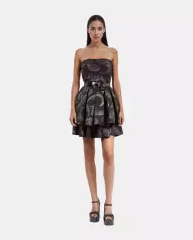 Короткое платье из жаккардовой ткани The Kooples, черный