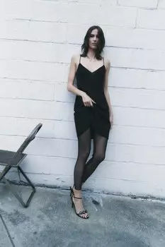 Короткое платье-комбинация ZARA, черный