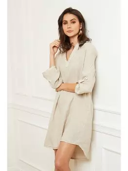 Короткое платье La Compagnie Du Lin Leinen Callina, бежевый