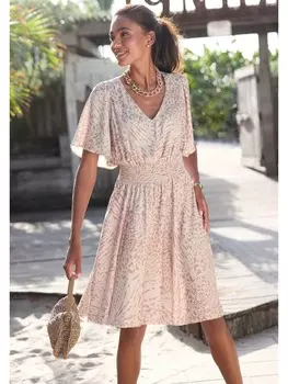 Короткое платье LASCANA, цвет sand-beige bedruckt
