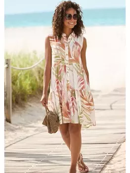 Короткое платье LASCANA, цвет sand-orange bedruckt