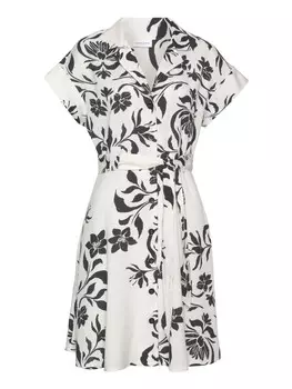 Короткое платье LASCANA Hemdblusen, цвет beige-schwarz bedruckt