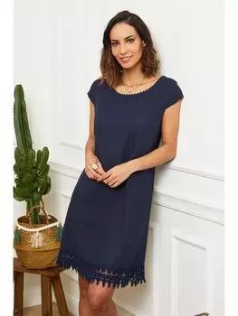 Короткое платье Le Monde du Lin Leinen, темно-синий