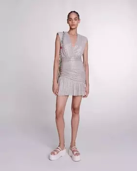 Короткое платье металлик Maje, золотой