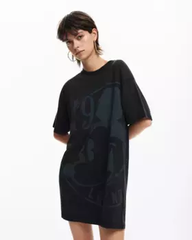 Короткое платье Mickey с короткими рукавами Desigual, черный