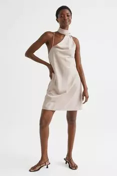 Короткое платье на бретелях H&amp;M, светло-серый бежевый