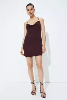 Короткое платье на бретелях H&M, темно-бордовый