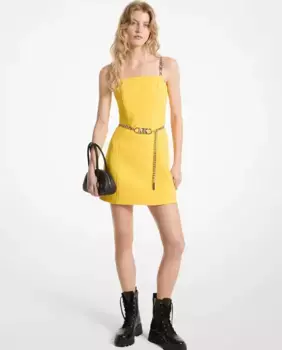 Короткое платье на бретелях из эластичного крепа Michael Michael Kors, жёлтый