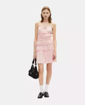 Короткое платье на бретелях с бантами The Kooples, розовый