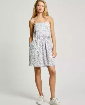 Короткое платье на бретелях с цветочным принтом Pepe Jeans, кремовый