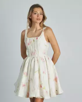 Короткое платье на бретелях с квадратным вырезом Alma en Pena, белый