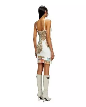 Короткое платье на бретелях с рисунком спереди Diesel, белый