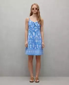 Короткое платье на бретелях с узлом Easy Wear, синий