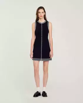 Короткое платье на пуговицах Sandro, черный