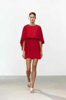 Короткое платье-накидка ZARA, красный