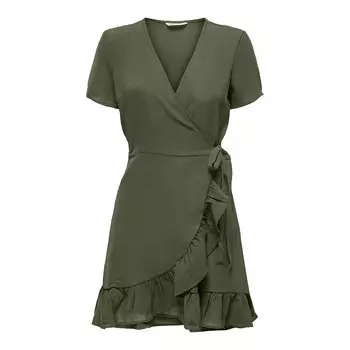 Короткое платье Only Nova Life Marlie Wrap Solid Short Sleeve, зеленый