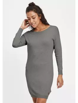 Короткое платье Oxmo Strickkleid OXElla 21300566ME Kleid mit Rundhals-Ausschnitt, серый