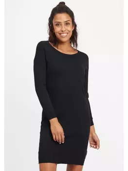 Короткое платье Oxmo Strickkleid OXElla 21300566ME Kleid mit Rundhals-Ausschnitt, черный