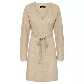 Короткое платье Pieces Ellen Long Sleeve, бежевый