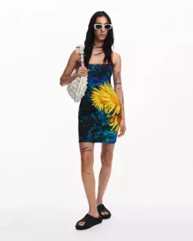 Короткое платье подсолнуха Desigual, синий