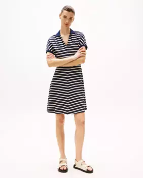 Короткое платье-поло с короткими рукавами Tommy Hilfiger, тёмно-синий