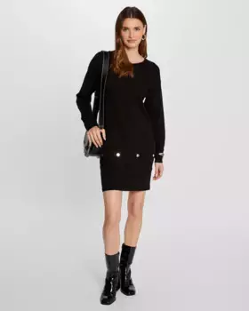 Короткое платье прямой вязки Morgan, черный