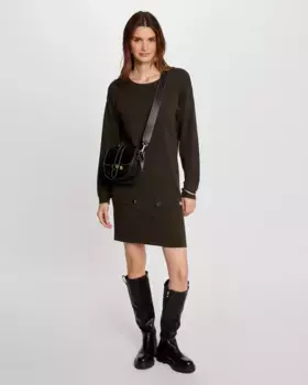 Короткое платье прямой вязки Morgan, темно-зеленый