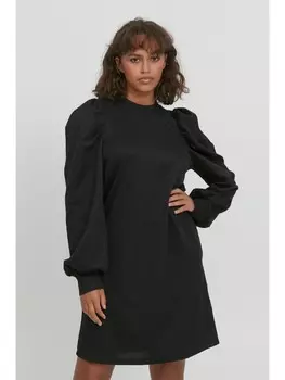 Короткое платье PULZ Jeans Jerseykleid PZDUNNE - 50206499 Raffiniertes Kleid mit Puffrmeln, черный