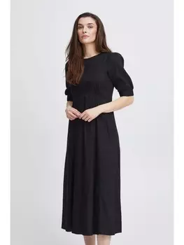 Короткое платье PULZ Jeans Maxikleid PZLUCA Long SS Dress 50208026 Dress aus Leinenmix, черный