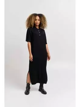 Короткое платье PULZ Jeans Strickkleid PZSARA - 50206576 Midi-Feinstrick-Kleid, черный