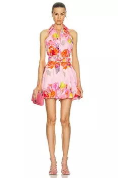 Короткое платье Rosa с пряжкой на поясе Hemant And Nandita, цвет Pink Floral