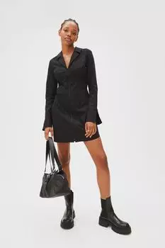 Короткое платье-рубашка H&M, черный
