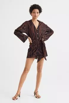 Короткое платье-рубашка H&amp;M, коричневый/узор
