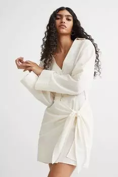 Короткое платье-рубашка H&M, сливочный